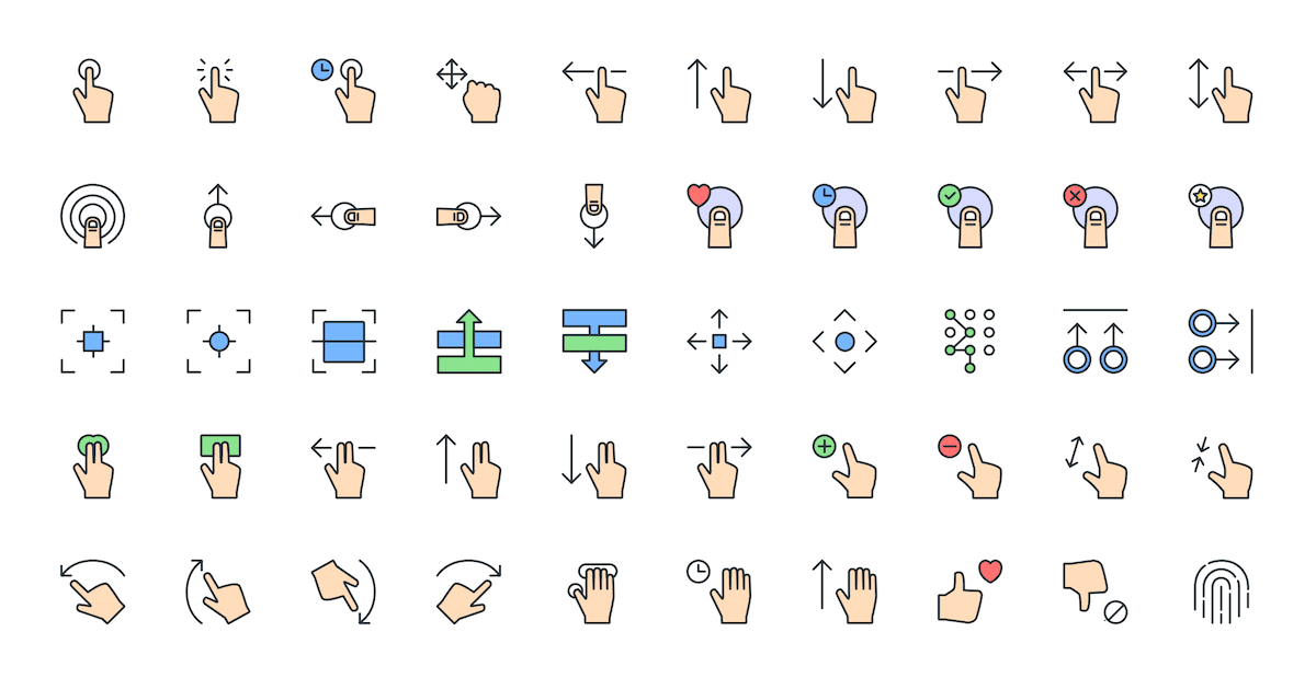 Colorful Icons - 18 Gestures